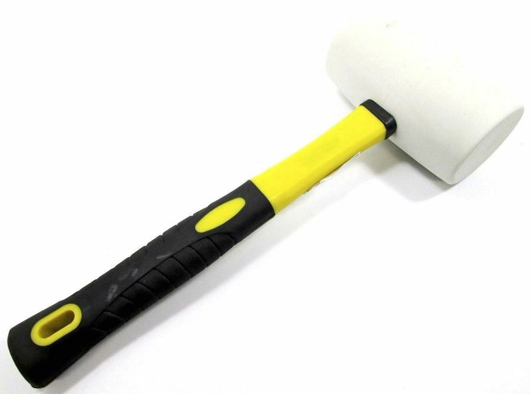 32Oz Heavy-Duty White Rubber Mallet with Mark-Free Handle for Racking Assembly