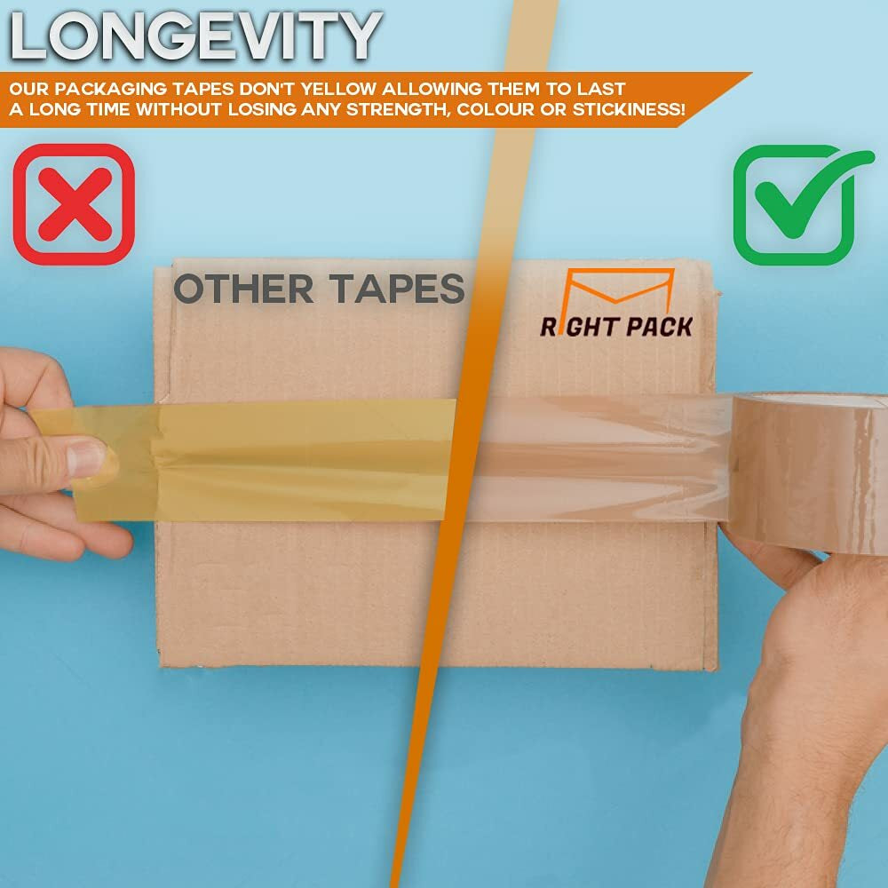 48MM X 66M STRONG BROWN PARCEL PACKING PACKAGING TAPE ROLLS  