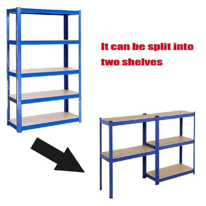 Adjustable Height Layout 5-Tier Heavy Duty Shelf 875Kg Boltless Metal Rack Tool Free Assembly for Garage Warehouse Storage