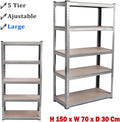 Adjustable Height Layout 5-Tier Heavy Duty Shelf 875Kg Boltless Metal Rack Tool Free Assembly for Garage Warehouse Storage