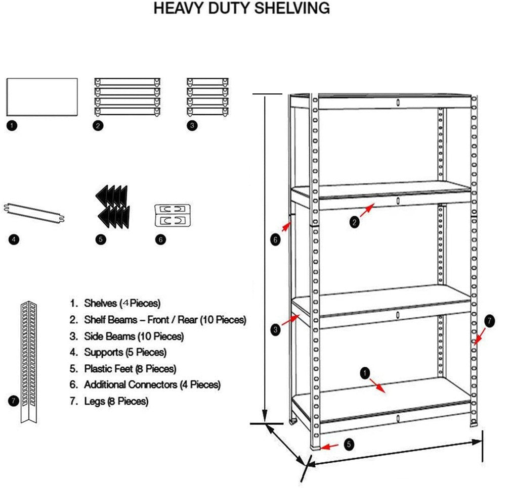 150 KG Per Shelf - Garage/Office 4/5 Tier Boltless Steel Garage Racking/Shelving - Various Sizes - UK Stock