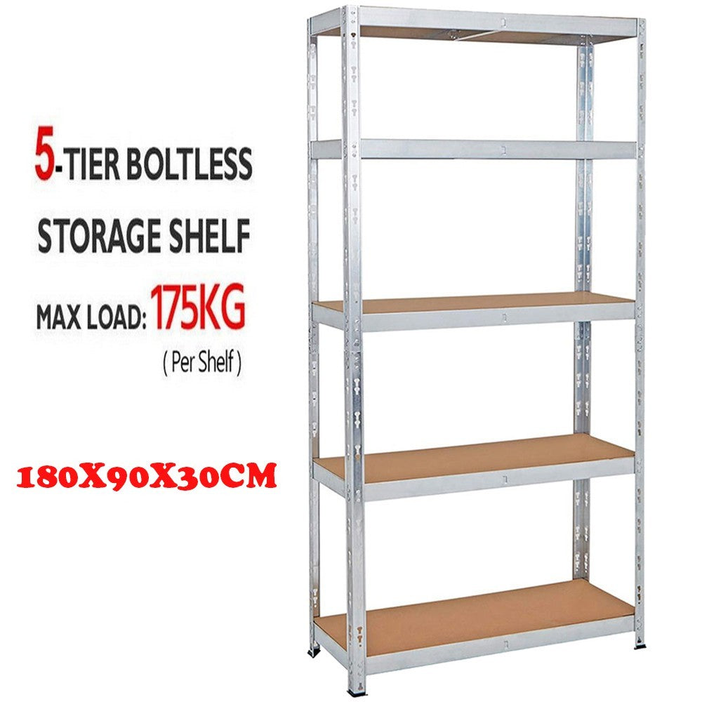 150 KG Per Shelf - Garage/Office 4/5 Tier Boltless Steel Garage Racking/Shelving - Various Sizes - UK Stock