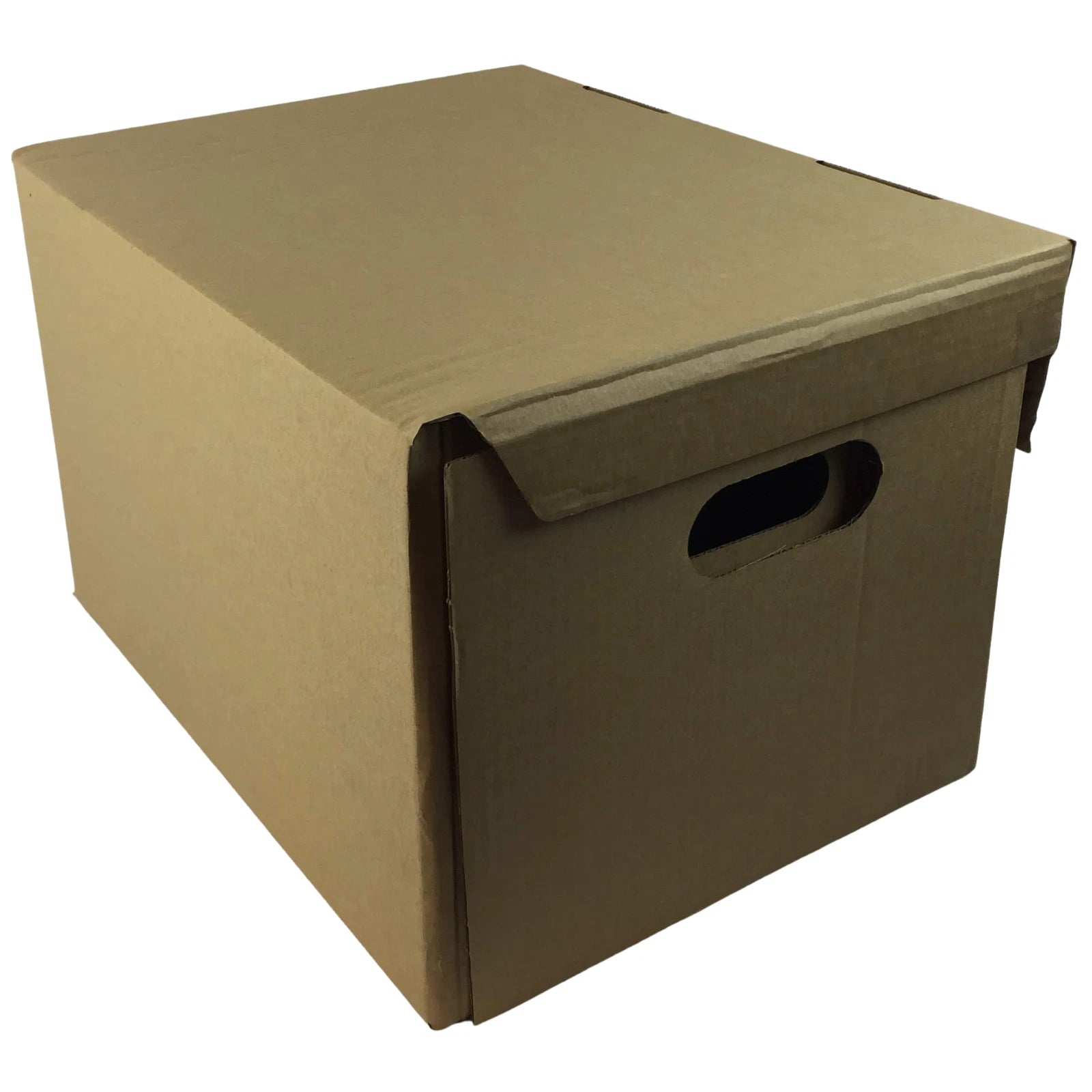 395x310x255mm - 10 X STRONG ARCHIVE CARDBOARD STORAGE BOXES with HANDLES & TRIPLE WALL SIDES
