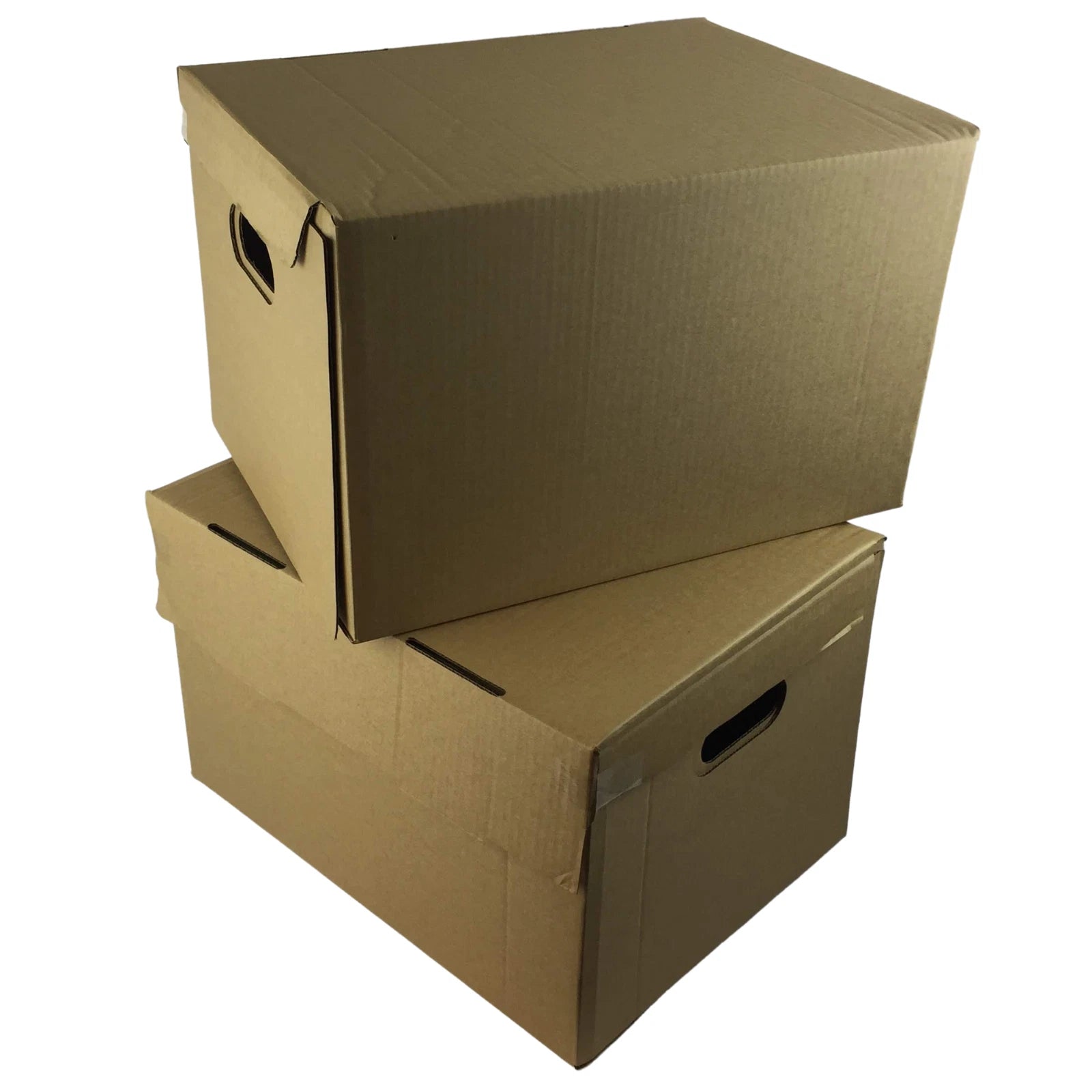 395x310x255mm - 10 X STRONG ARCHIVE CARDBOARD STORAGE BOXES with HANDLES & TRIPLE WALL SIDES
