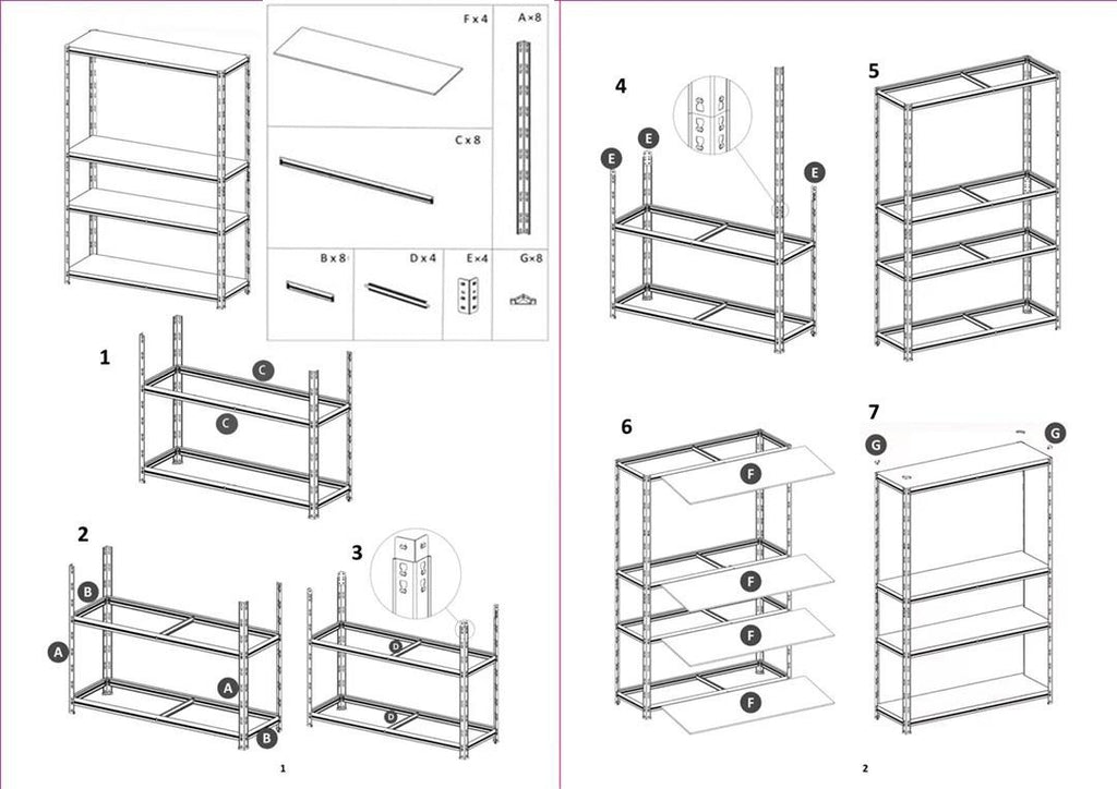 150 KG Per Shelf - Garage/Office 4/5 Tier Boltless Steel Garage Racking/Shelving - Various Sizes - UK Stock